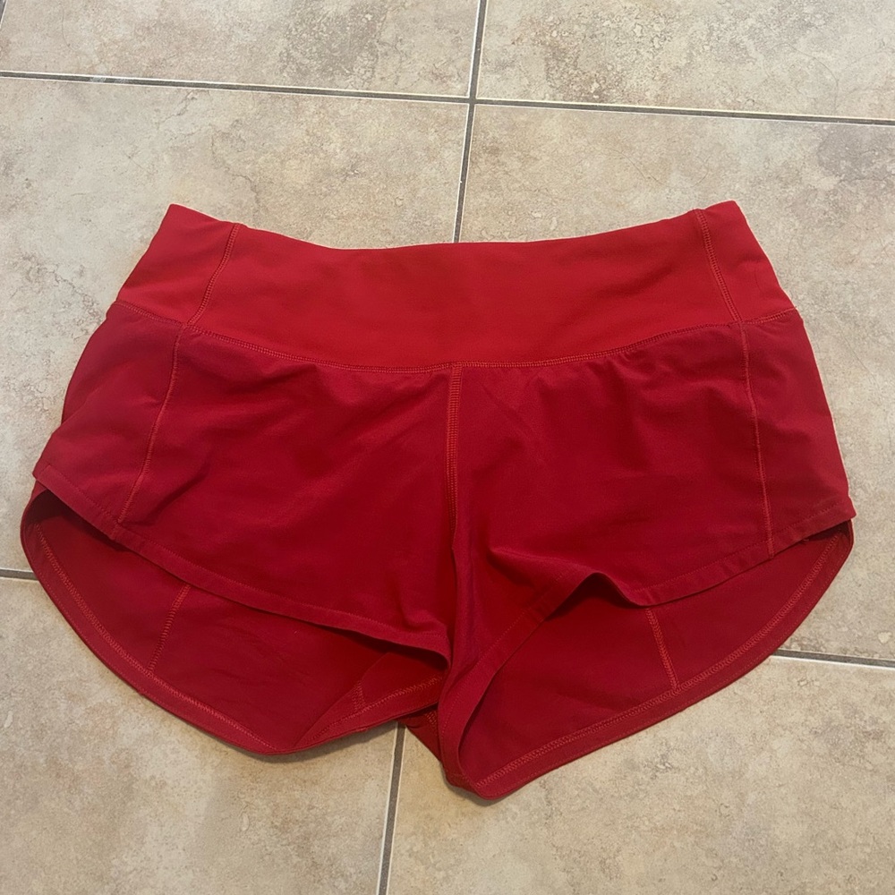 lululemon dark red speed up shorts 2.5in size 2